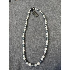 White, TWO TONE LUSTER GENUINE Pearl HONORA NECKLACE 925 STERLING SILVER